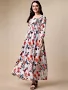 SHEETAL Associates Floral Printed Off-Shoulder Smocked Crepe Maxi Dress
